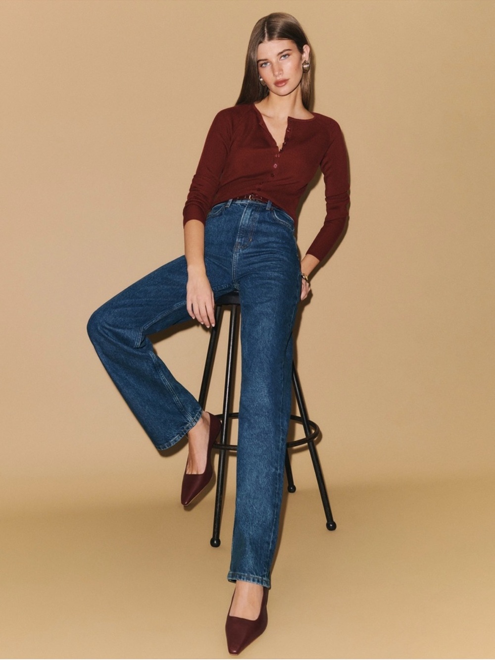 NWT Reformation Jeans Wilder Straight Leg in Cleary Blue
